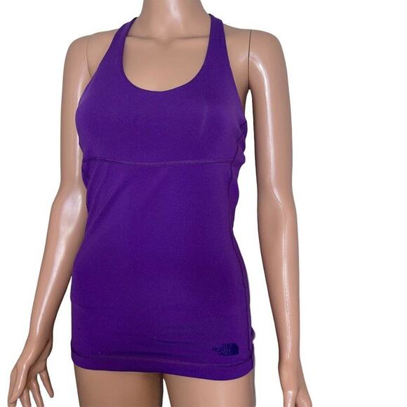 The North Face top purple tank with bra shelf unpadded decorative back SZ S/P - Picture 2 of 9
